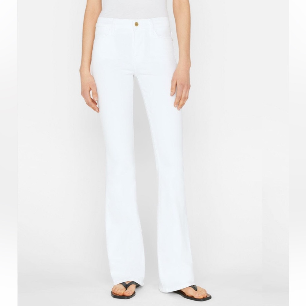 Frame Le High Flare White Jeans